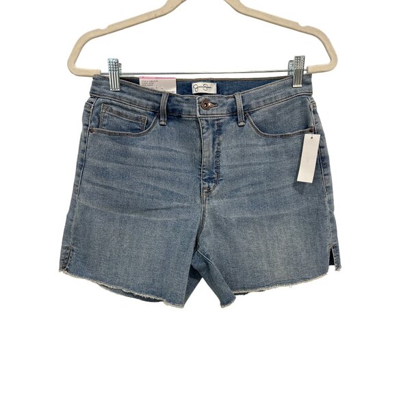 Jessica Simpson Side Slit Denim Shorts Womens 6 High Rise Aster Cotton Blue NEW - Picture 1 of 12